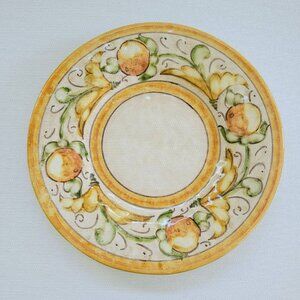Vietri Italy Affresco Dinner Plate Yellow/Green Fruit & Floral, Discontinued